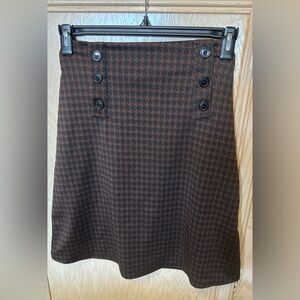 Espresso Black and Brown Houndstooth A-Line Skirt‎